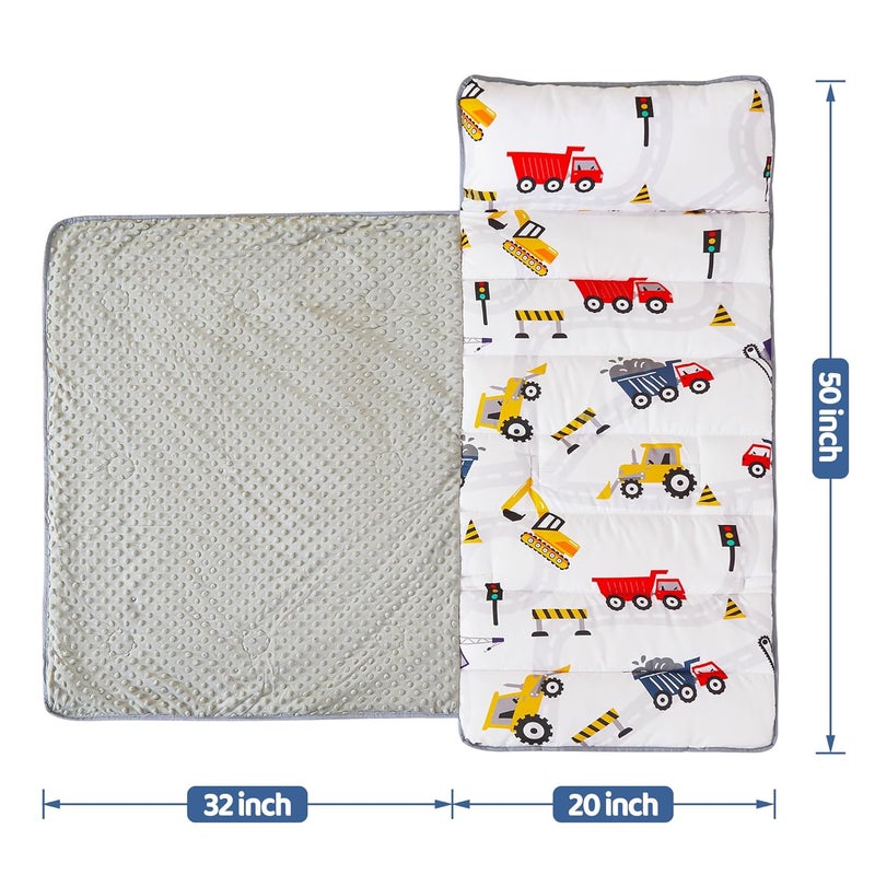 Viviland Toddler Kid Nap Mat for Preschool, Boys Car Truck Slumber Bag, Daycare Sleeping Bag with Pillow and Blanket, Kindergarten Sleep Mat - Image 4